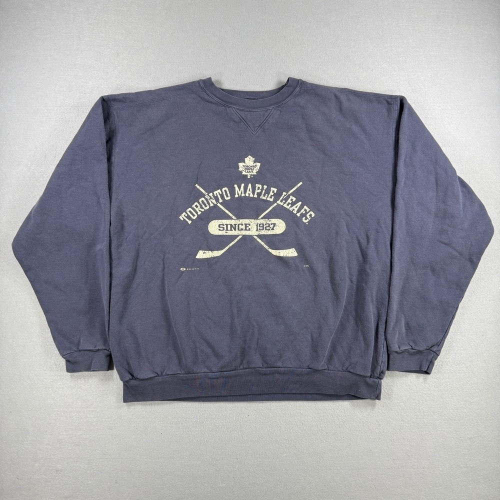 Vintage Toronto Maple Leafs Sweatshirt Mens Medium Navy NHL Hockey Crew Canada